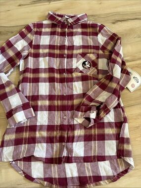 Concepts Sport FSU Florida State Seminoles Plaid Flannel Shirt Medium NWT